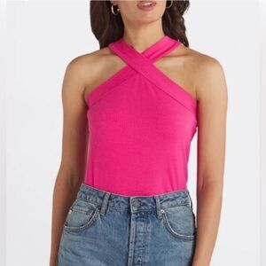 Pink Halter Neck Tank Top By Nine Britton Enzo Sleeveless